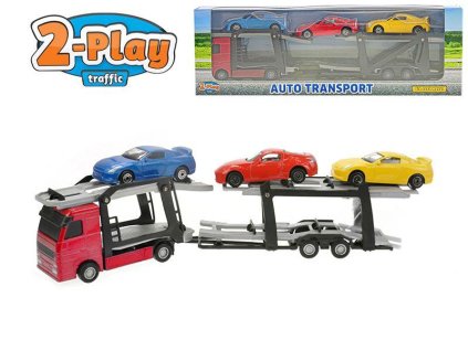 AUTO PŘEPRAVNÍK AUT 26CM KOV + 3 AUTA V KR   25061