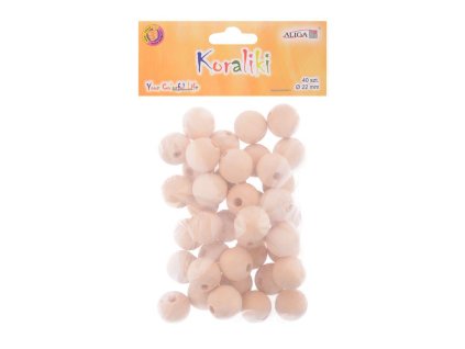 KORÁLKY 22MM 40KS PŘÍRODNÍ, DŘEVĚNÉ   615024