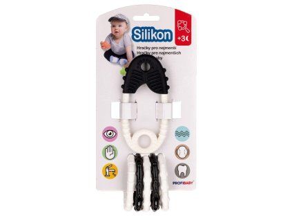 PROFIBABY ŠPENDLÍK SILIKON+ZÁVĚSNÉ TVARY ČERNO-BÍLÉ NA KARTĚ   382