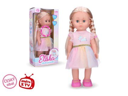 PANENKA ELIŠKA 41CM RŮŽOVÉ ŠATY CHODÍCÍ, ZPÍVAJÍCÍ 7 LIDOVÝCH PÍSNÍ   W008876