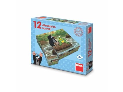 DINO DŘEVĚNÉ KOSTKY 12KS KRTEK A ZVÍŘÁTKA   641310