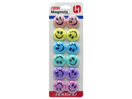 MAGNETY DEKORAČNÍ SMAJLÍK PASTELOVÝ 12KS PK19-5