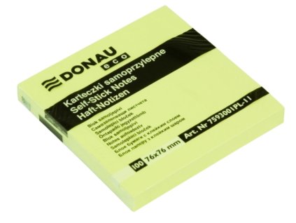 Samolepící bloček DONAU Eco 76x76mm, 100 l, žlutý U7593001PL-11