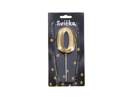 W017567 Párty svíčka číslo 0 Zlatá