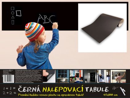TABULE SAMOLEPÍCÍ ČERNÁ + 2 KŘÍDY 45x100CM 140731