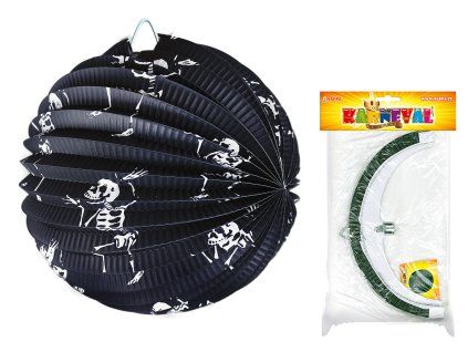 000438 Lampion Halloween kulatý kostlivci 25 cm