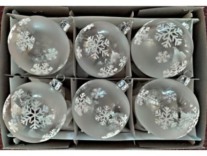 KOULE STŘÍKANÁ DEKOR VLOČKY 6KS 6CM 00904-68649