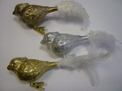 SADA PTÁČEK METALÍZA BARVA ASS 6KS 10CM+PEŘÍ 01169-79178