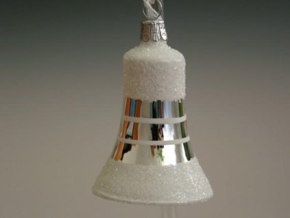 ZVONEK STŘÍBRNÝ BÍLÝ POSYP 4KS 5,5CM 01234-81360