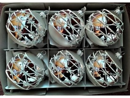 KOULE STŘ. LESK BÍLÝ PLAST DEKOR 6KS 7CM 01269-81942