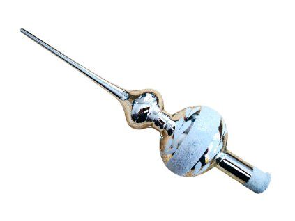 ŠPICE 1-KULOVÁ STŘÍBRNÁ BÍLÝ DEKOR 1KS 7CM 02064-97777